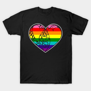 Original Gilbert Baker Gay Pride Flag  LGBT+ Heart T-Shirt